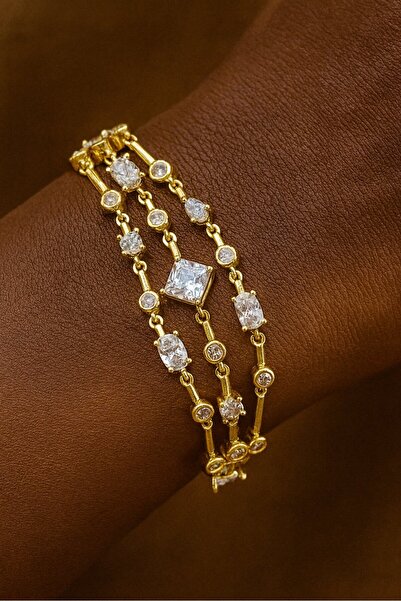 TAKIŞTIR Gold Color Stone Detailed Design Bracelet