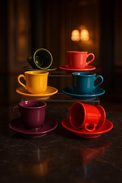 decovien 6-Piece Stylish Designed Coffee Cup Set for Daily and Special Use