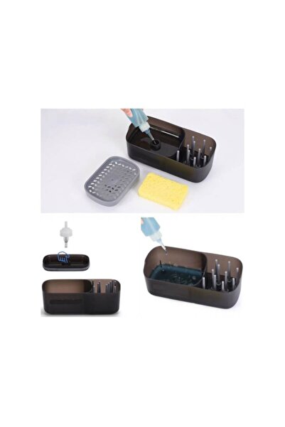 Doty 2-in-1 Pump&Soap Dispenser with Sponge Holder and Dish Detergent Dispenser, 380 ml, 21x8 cm, Gray, D