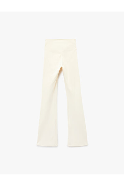 Koton High Waist Spanish Leg Opening Stitching Detail Sports Leggings