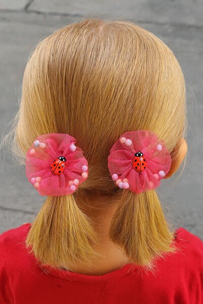 SeaBubbles Girls' Elastic Buckle with Pompom and Ladybug Inside, 2-Piece Standard Fuchsia