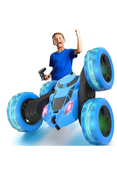 MACVI ® Stunt RC Car, 2.4 GHz, LED, 360° spin, rechargeable, cable & screwdriver included, blue