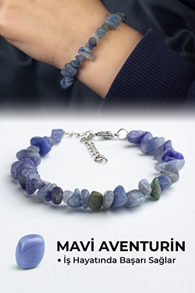 Uçar Doğaltaş Mavi Aventurin Doğal Kırık Taş Bileklik