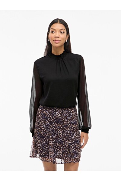 VILA Oberteil mit langen Ärmeln VIFALIA Stehkragen