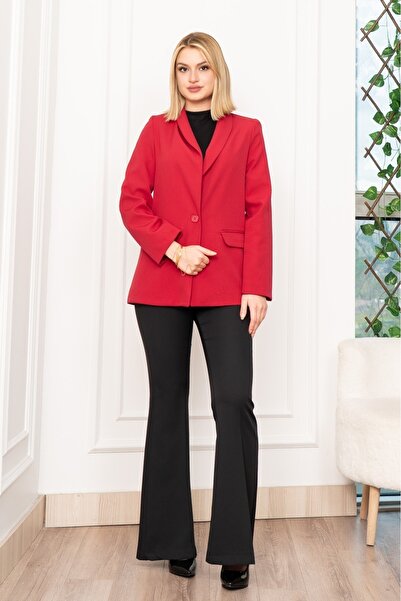 MissVina Jachetă căptușită cu buzunar cu un singur nasture și guler șal 8626