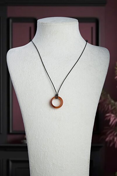 Uçar Doğaltaş Akik Doğal Taş Kırmızı Halka Yüzük Kore İpli Erkek Kolyesi