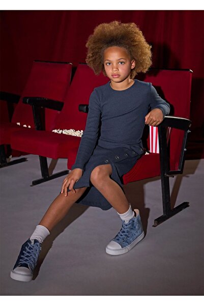 MAYORAL Момичешка рокля с ребра, тъмно синя 7915