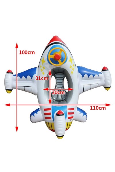 MACVI ® Inflatable Swim Ring for Kids, plane design with horn, multicolor, 1-4 yrs, durable material