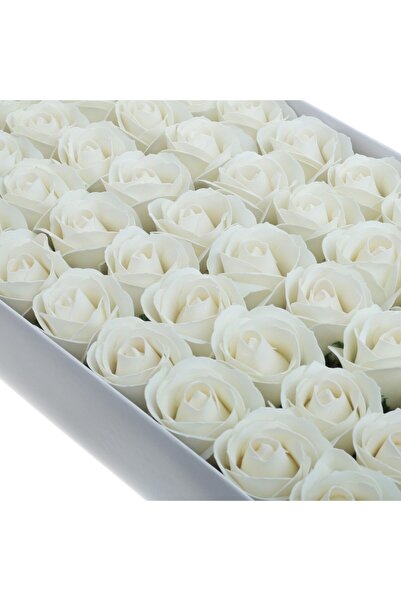 MACVI ® 50 Premium Soap Roses, 5×5 cm, elegant decor & gift, white