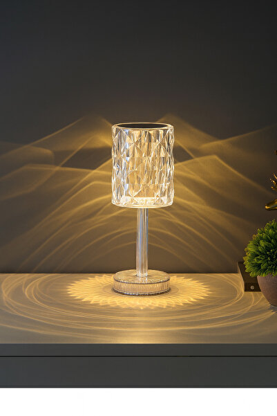 LEIHMANN Lampa de masa 3D touch cu dimmer, lumina calda si rece cristal, lamp...