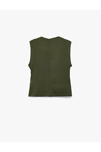 Koton Aerobin Kumaş Kolsuz Degaje Yaka Kemer Detaylı Bluz