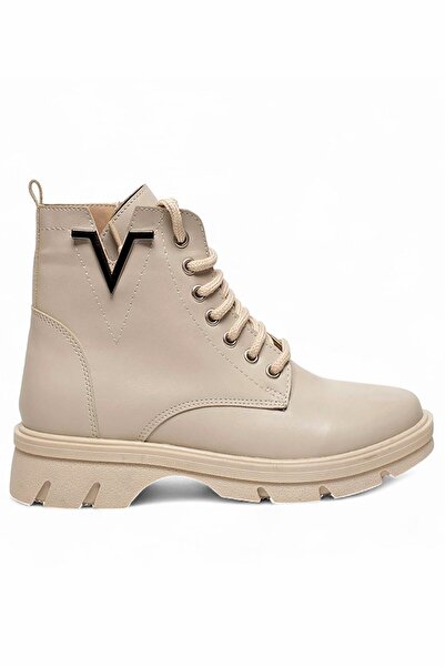 Celira أحذية نسائية طويلة وأحذية قصيرة من جلد الغزال البيج مع بطانة من الفرو