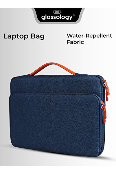 Glassology حقيبة كمبيوتر محمول مقاس 14 بوصة مزودة بمقبض - حماية زرقاء أنيقة