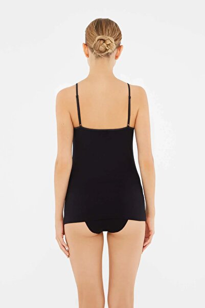 Dagi 5007 Women's 2-Piece Adjustable String Strap Tank Top-Black