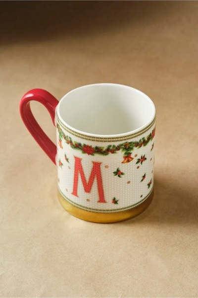 Karaca New Year Honeycomb m Letter Mug 330 ml