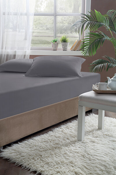 Pierre Cardin ملاءة سرير مطاطية من القطن باللون الرمادي - 120x200