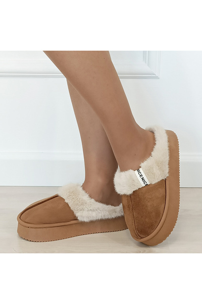 SOFILINE Papuci de damă din blană Camel B-9719 112