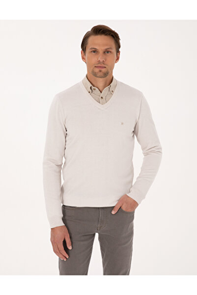 Pierre Cardin Taş Slim Fit V-Neck Basic Knitwear Sweater 50314190-Vr049