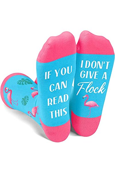 OEM Șosete lungi amuzante cu flamingo și mesaj amuzant pe talpă, mărime unive...