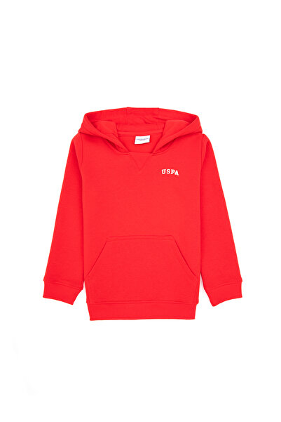 U.S. Polo Assn. Boy's Red Basic Hooded Sweatshirt 50313808-Vr030
