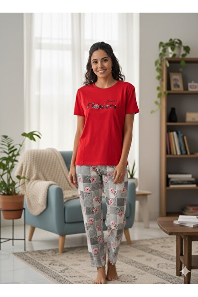 FAMES PİJAMA Women's Red Pajama Set