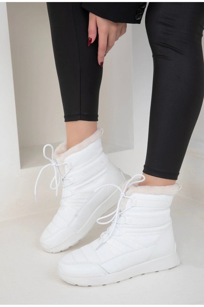 ASYA GİYİM Asisa Kadın Kürklü Bağcıklı Kışlık Kar Botu