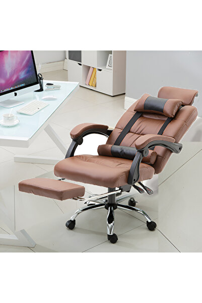 ZUIHAO كرسي مكتب منزلي مع دعم قطني ومسند للقدمين، ارتفاع قابل للتعديل، مصنوع من جلد البولي يوريثان