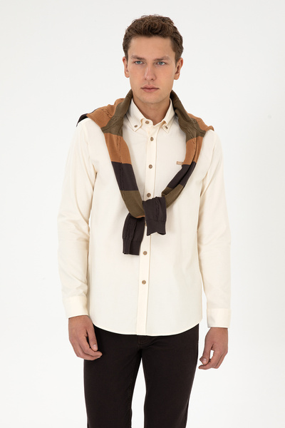 U.S. Polo Assn. Men's Cream Long Sleeve Shirt 50315915-Vr071