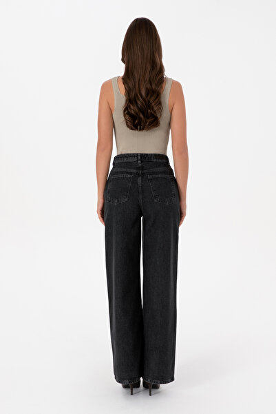 U.S. Polo Assn. Kadın Antrasit Loose Fit Jean Pantolon 50308792-VR006