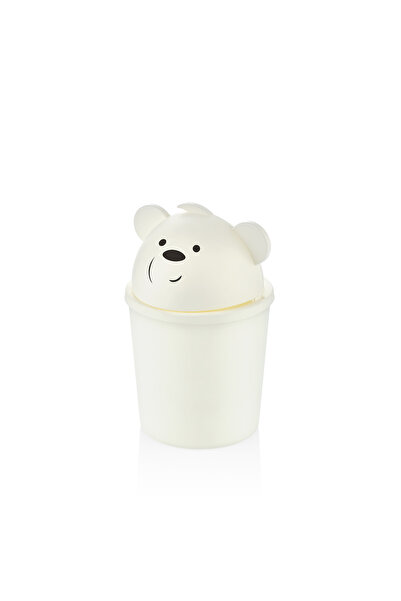 MUF HOME Miniature Teddy Bear Appearance Desktop Trash Can - Trash Bin - 2500 ml - Brown and White Assortment - 1 Piece