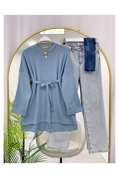 YEDİLALE Zero Neck Tricot Tunic with Belt