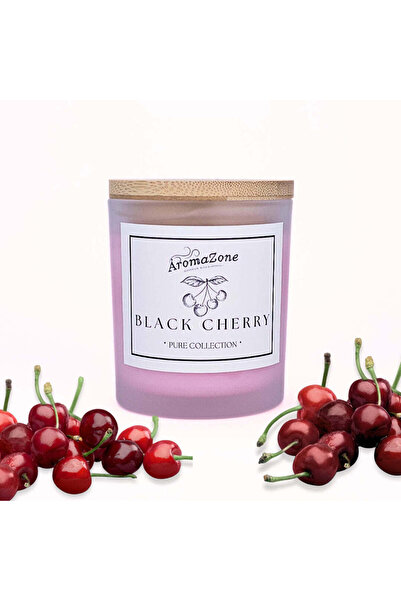 AromaZone Lumânare Black Cherry din ceară de soia și cocos, Handmade – 220 g, timp de ardere 45 h