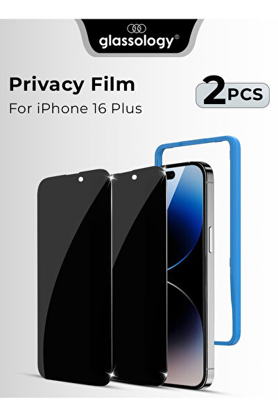 Glassology واقي شاشة من الزجاج المقوى للخصوصية، قطعتان مع مثبت لجهاز iPhone 1...