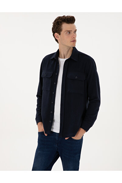 Pierre Cardin Lacivert Comfort Fit Uzun Kollu Gömlek 50316739-VR033