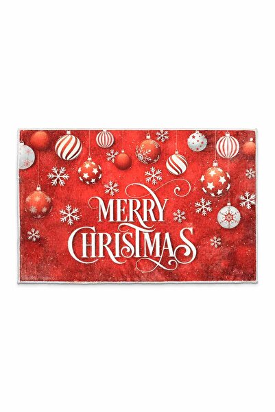 Aden Yılbaşı Kapı Paspası Kaymaz Dokuma Taban | Christmas Desenli Kapı Önü Paspası | BER0459