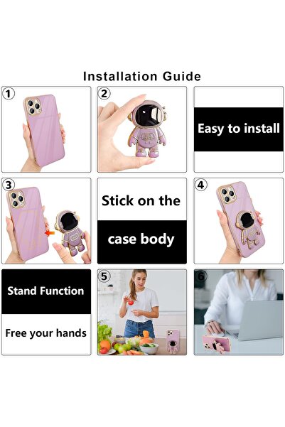 Flippy 2in1 TPU Protective Case, Flippy, for Apple iPhone 15 Pro, Astronaut with Stand, Shockproof, Purple
