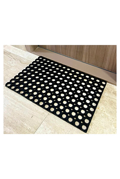 domino Domino Pattern Entrance Mat, Black, 0 Ply, Anti-Slip, Anti-Allergic, Rubber