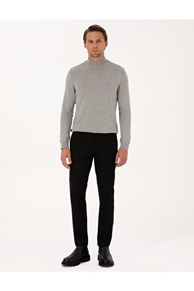 Pierre Cardin Black Slim Fit Canvas Pants 50310911-Vr046