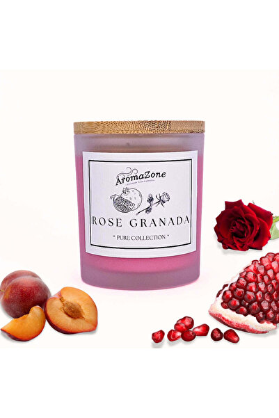 AromaZone Lumânare ROSE GRANADA din ceară de soia și cocos, Handmade – 220 g, timp de ardere 45 h