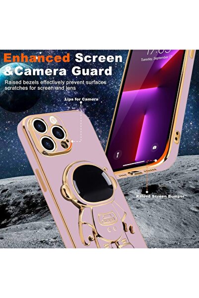 Flippy 2in1 TPU Protective Case, Flippy, for Apple iPhone 14 Pro Max, Astronaut with Stand, Shockproof, Purple