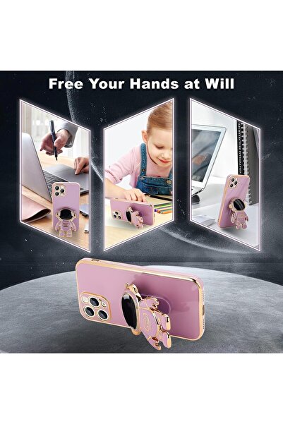 Flippy 2in1 TPU Protective Case, Flippy, for Apple iPhone 15 Pro Max, Astronaut with Stand, Shockproof, Purple