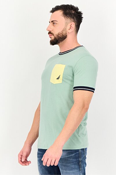 Nautica Men Crew Neck Short Sleeve Embroidered Logo T-Shirt, Sage Green