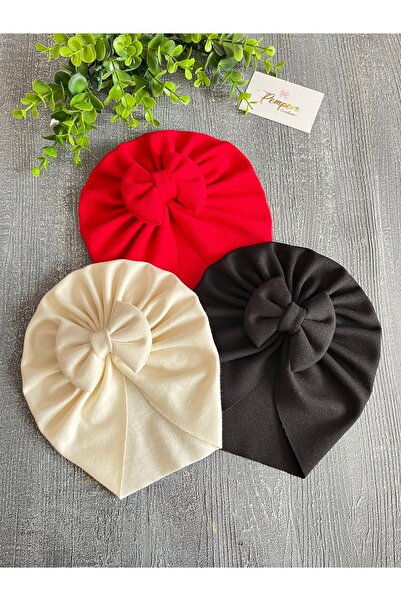 pempem bandana Baby Girl Bow Detailed Knitwear Bonnet