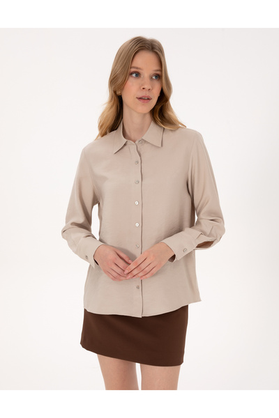 Pierre Cardin Mink Modal Blended Comfort Fit Long Sleeve Shirt 50318219-Vr052