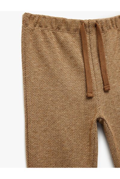 Koton Patterned Viscose Blend Trousers with Lace-Up Waist