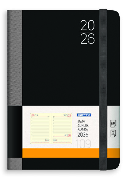 Gıpta 2026 109-TWK İplik Dikişli - Flexi Kapak 17x24 Günlük Krem Ajanda