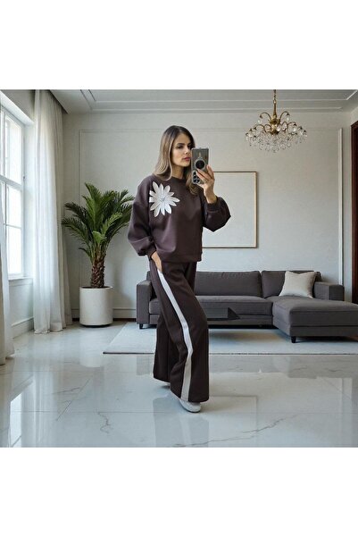 GLAMSI Elegant viscose outfit with large flower and crystal detail