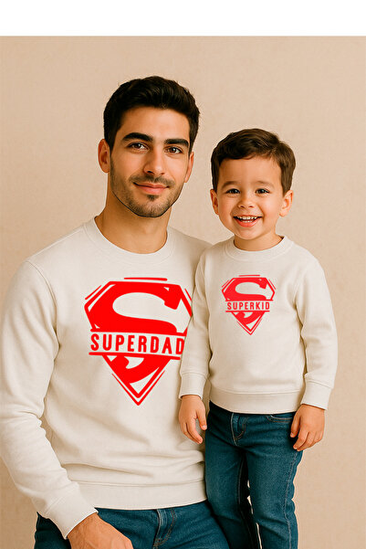 SVART WEAR Superdad Superkid Father Son Dad Son Boy Child Combo Sweatshirt Single Price 100% Cotton