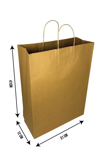 Home 50 Adet 31x12x41 Burgu Saplı Karton Çanta Büyük Boy