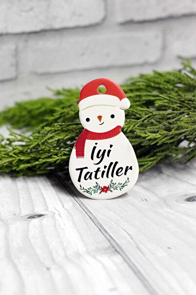 Vice İyi Tatiller Baskılı Etiket ( 60 Adet ) Kardan adam temalı tatil etiketi (3,8 X 6,5 cm)